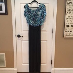 Shades of Blue Patterned Top Jumpsuit